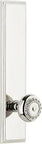 Side view of Forged Brass Carre Tall Plate Parthenon Dummy Knob, Single Dummy, Polished Nickel Finish, for 84 Inch Plus Doors
