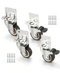 Smooth Rollin 1.25 Inch Rubber Side Mount Caster Wheels L Shaped Plate 360 Swivel Casters 4 Pcs Locking Heavy Duty
