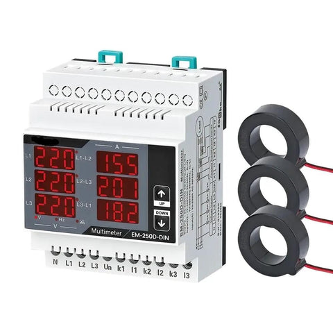 Three Phase Digital Multimeter With Three Current Transformers For L-L And L-N Voltage, Current, Frequency And Phase Sequence Display