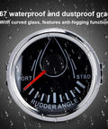 Universal Boat Rudder Angle Indicator With Beefy 0 to 190 Ohm Gauge Backlit Marine Display For Yachts And Boats IP67 Waterproof Rudder Sensor Pro Grade Performance 32V Systems Compatible, 52mm round