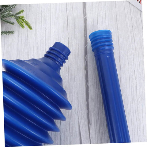 No Sweat Heavy Hitter 2 Pack Plunger for Bathroom Toilet Clog Blasting showing blue accordion bellows and handle details.