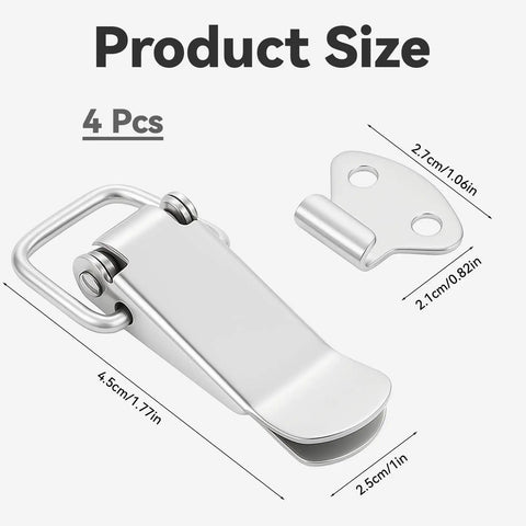 Stainless Steel Toggle Latch Set With Spring Loaded Mechanism, Heavy Duty Silver Catch Hasps Clips For Cabinets, Wooden Cases