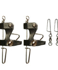 Two Pack Downrigger Release Clips With Ball Bearing Swivel For Outriggers And Kite Rigs, two silver metal clips with swivels