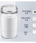 Portable Mini Washing Machine Single Tub Two Kg Capacity Perfect For College Dorms And Small Apartments Featuring Easy Timer Setup For Smooth No Sweat Laundry Days On The Go with visible capacity details.