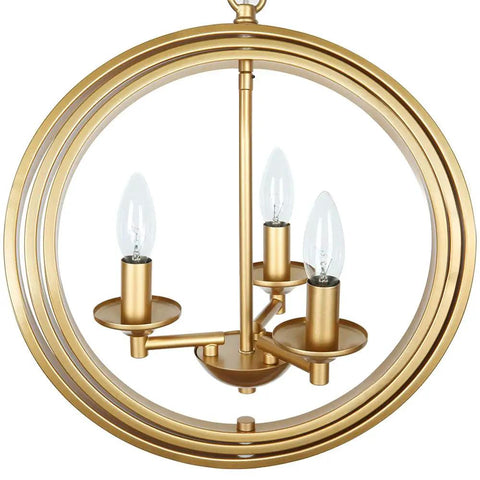 Gold Orb Chandelier With Three Lights Modern Globe Ceiling Fixture for dining room, hollow globe design with candle-like bulbs