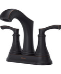Auden Bathroom Sink Faucet 4 Inch Centerset 2-Handle 3-Hole NSF Certified Tuscan Bronze Finish with curved spout and handles.