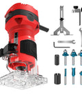 Compact Palm Wood Router Kit With 32000 RPM Power, Quick Release Lock System, Dust Proof Switch, Includes Six Router Bits