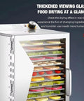 Lock In Fresh Flavors With This Straight Up Electric Food Dehydrator Featuring Six Stackable Trays And Digital Timer, showcasing stacked drying trays with colorful fruits visible.