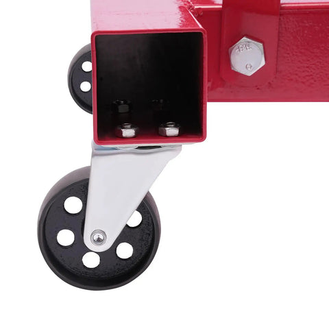 Heavy Duty Folding Hydraulic Engine Hoist And Crane, 2 Ton Capacity With Portable Wheels, wheel detail for mobility.