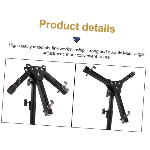 Flat Out Killer Heavy Duty Alloy Drum Rack Featuring A Folding Snare Stand And Fully Adjustable Tripod Shelf Built Tough for angle view showing adjustable legs.