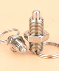 Heavy Duty Stainless Steel Retractable Index Plungers With Pull Ring Locking Pins for CNC machining, sizes M8 and M10.
