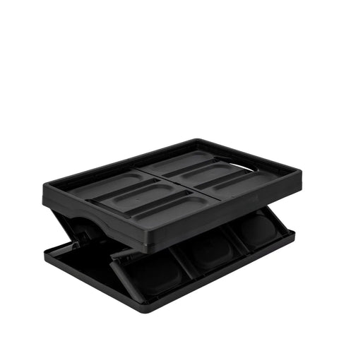 Big Time Heavy Duty Collapsible Storage Bin With 16 Gallon Capacity, Folds Flat Easy For Nifty Closet Or Car Trunk Stash, Stackable Plastic Tote Crate For Versatile Home And Garage Setup In Sleek Black, top view.