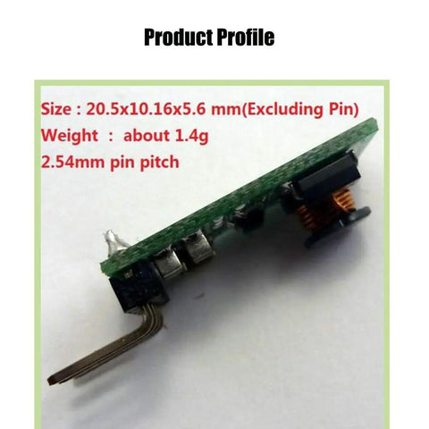 Side view of Two Pack Mini DC DC Boost Step Up Power Module Converts 3 To 6 Volt Input Up To 12 Volt Output Ideal For DIY Projects