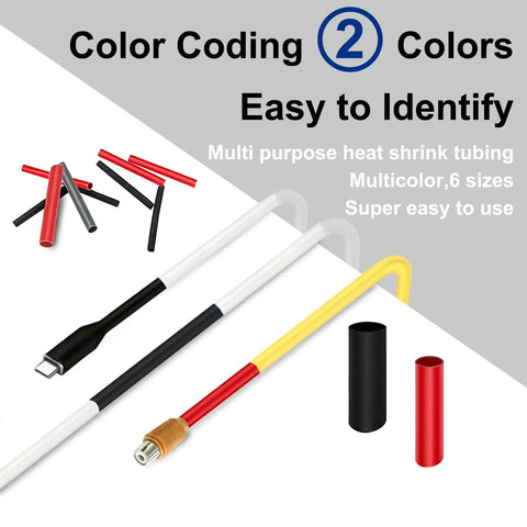 Heat Shrink Tubing Kit With Adhesive Lined Marine Resistant Pro Grade Three To One Shrink Ratio Six Size Set In Black And Red