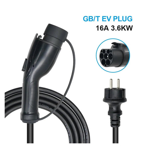 Heavy Duty Portable EV Charger Delivering Smooth Juice To Your Rig With Type Two Connector showing GB/T EV plug with cable.