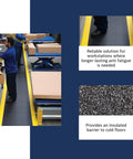 Bubble Textured Anti Fatigue Mat With Dyna Shield For Industrial And Commercial Workspaces Three Foot By Six Foot By One Half Inch Slip Resistant Cushioning Tough As Nails Black And Yellow Mat For Standing Long Shifts used in a shipping area.