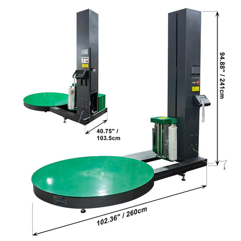 Heavy Duty Industrial Pallet Wrapping Machine With Automatic Turntable And Digital Scale For Warehouse Shipping on 65 inch deck.