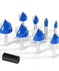 Top Notch V Groove Router Bit Set Made From Solid Carbide With Double Flutes And A Quarter Inch Shank for precision CNC engraving.