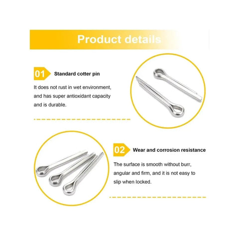 Pro Grade Heavy Duty Cotter Pins Split Pin Kit 2 3 4 Size Set 480 Pcs Total R Clip Hairpin Style Fasteners details and durability