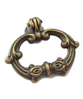 Antique bronze drawer ring pull from set of 8 with screws, single hole vintage style handle for furniture, 2 inch length, 1.75 inch height.