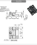 Slick Black Adjustable Damping Small Cabinet Door Hinge For No Fuss Install And Smooth Quiet Close Crafted From Top Quality Abs Nylon Plastic Single Piece with detailed dimensions.