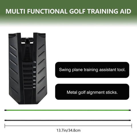 Golf Alignment Stick Holder And Training Aid For Aiming, Putting, Full Swing, Posture Correction, And Swing Plane Practice