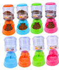 No Sweat Automatic Pet Feeder For Dogs And Cats 3.5 Liter Capacity colorful units with kibble and clear containers.