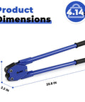 No Fuss Heavy Duty Manual Strapping Sealer Crimper for 5 8 Inch PP or PET Bands dimensions shown in blue and black design.