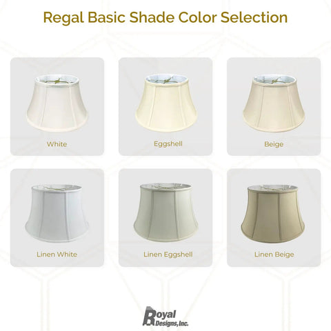 Shallow Drum Bell Lampshade color options including white, eggshell, beige, linen white, linen eggshell, and linen beige.