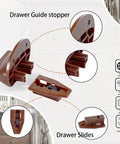 Heavy Duty Brown Plastic Drawer Slide Glides 10 Piece Center Rail Repair Kit Compatible With Vaughan Bassett Legacy Pulaski Dressers, detailed views of guides.