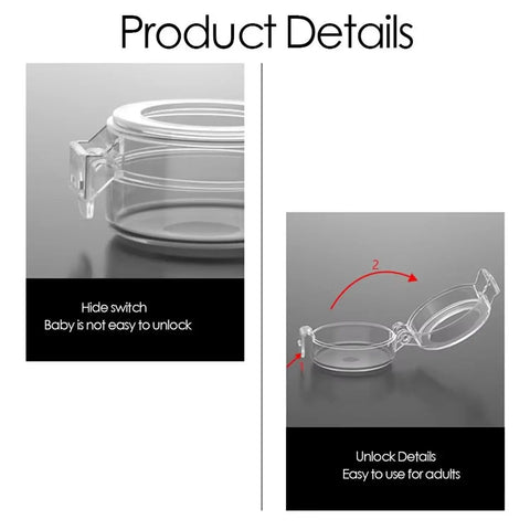 Close-up of 2 Pack Clear Deadbolt Lock Safety Covers For Glass Doors, Transparent Sticky Protector, showing hide and unlock switches.