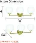 Three Light Gold Finish Vanity Wall Light Fixture With Frosted Glass Shades For Bathrooms 23 Inch Wide Transitional Design UL Listed