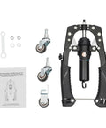 Mymus CoreFlex Twister Pro Hydraulic Chest Press And Ab Roller Wheel Set adjustable parts including hydraulics and wheels.