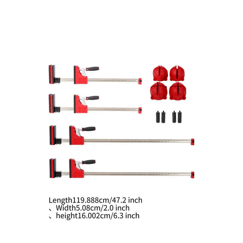 Parallel Clamp Kit Tools Set With Bench Dogs And Blocks 24 Inch And 40 Inch Clamps, shown with accessories.