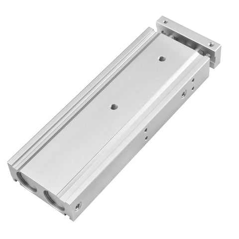 Dual Rod Pneumatic Cylinder 25mm Bore 150mm Stroke Guided Actuator With Magnet PT One Eighth Port Double Acting High Thrust Silver