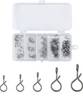 Stainless Steel Quick Change Fly Fishing Snaps 150 Piece Box 5 Sizes No Knot Clip Quick Snap Fast Snaps Lure Connectors in case