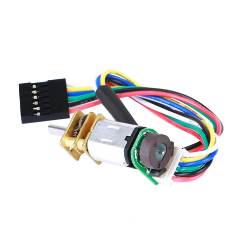 Top Tier N20 Hall Encoder DC Gear Motor With 6V And 12V Options, featuring wires and a 4PPR output design.