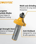 Rail Coping Sled Kit For Clean, Precise Woodworking Joints Featuring A 3/8 Inch Radius Roundover Router Bit with tungsten carbide.