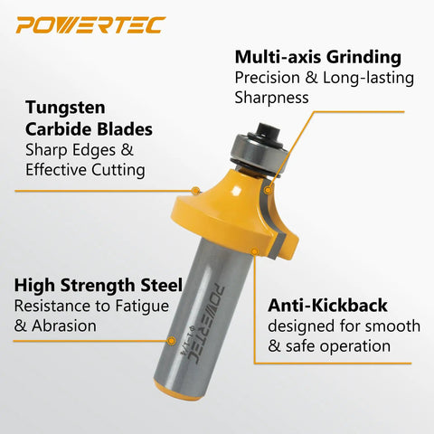 Rail Coping Sled Kit For Clean, Precise Woodworking Joints Featuring A 3/8 Inch Radius Roundover Router Bit with tungsten carbide.