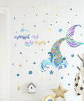 Homie Mermaid Wall Decals For Girls Nursery Room Decor And Kids Bedroom Decoration Tail Stickers Baby Girl Purple Tail Wall Decor