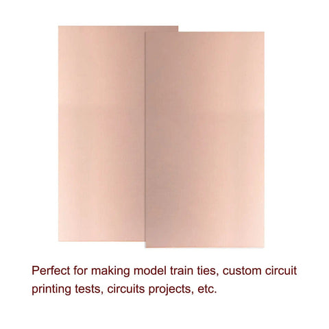 Single-sided FR4 Copper Clad Prototyping PCB Boards 150mm by 100mm by 1.5mm for circuits projects, ten piece set displayed vertically.