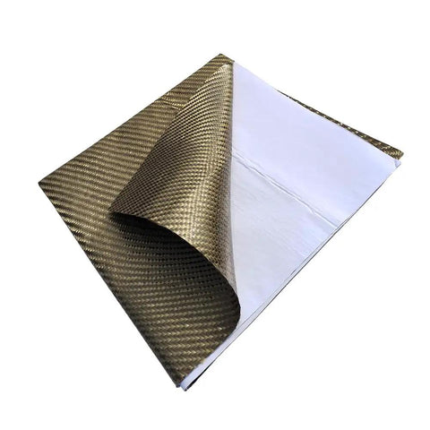 Built Tough 26X48 Inch Reinforced Exhaust Heat Shield Mat With Peel And Stick Adhesive Backing showing side with reflective surface.