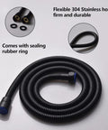 Brass Handheld Shower Head Kit with Square Head Design, 59 inch Stainless Steel Hose, Matte Black Finish, Easy Install
