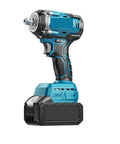 Heavy Duty Cordless Brushless Impact Wrench Pulses Raw Torque For Auto Repair Tire Rotations And DIY Builds With A Travel Ready Frame shown from side view.