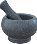 Granite Mortar And Pestle Set 6.3 Inch Black Grinding Stone For Spices Herbs Pesto Garlic Nuts Anti Slip Base Easy To Clean Durable Kitchen