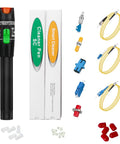 Fiber Optic Troubleshooting Kit Pro Grade With 30Km VFL Visual Fault Locator And 650nm Light, LC SC FC Adapter Set, Couplers, Cleaners, Dust Caps, And Short Patch Cords For Locating Breaks, Bends, And Faults