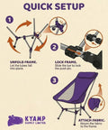 Assembly steps for Capy Ultralight Camping Chair For Backpacking And Festivals, 3.5 Lb Ultra Portable High Back Seat.
