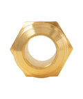 Brass flare nut, 1/4 in. male flare fitting, hexagonal body, front view