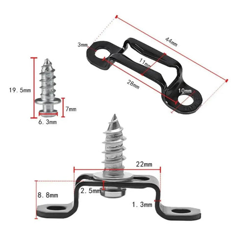 Eighty Pack Hidden Connection Fasteners Invisible Cam Lock Screws Black Furniture Hardware various sizes with dimensions shown.