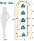 Clean Vibe Five Tier Arched Bookshelf With Brushed Gold Finish And No Hassle Assembly, Solid Storage Rack dimensions and weight capacity.